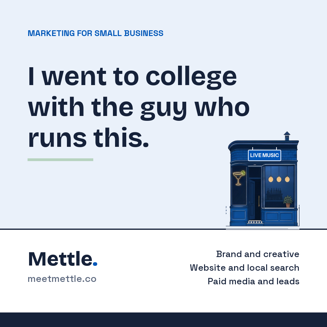 Share card that reads: I went to college with the guy who runs this.