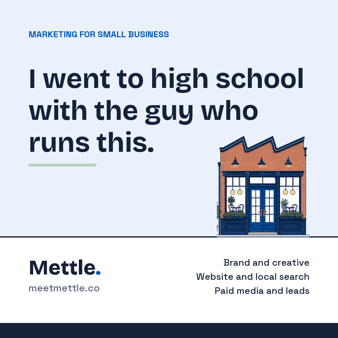 Share card that reads: I went to high school with the guy who runs this.