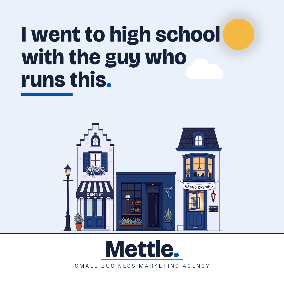 Share card that reads: I went to high school with the guy who runs this.