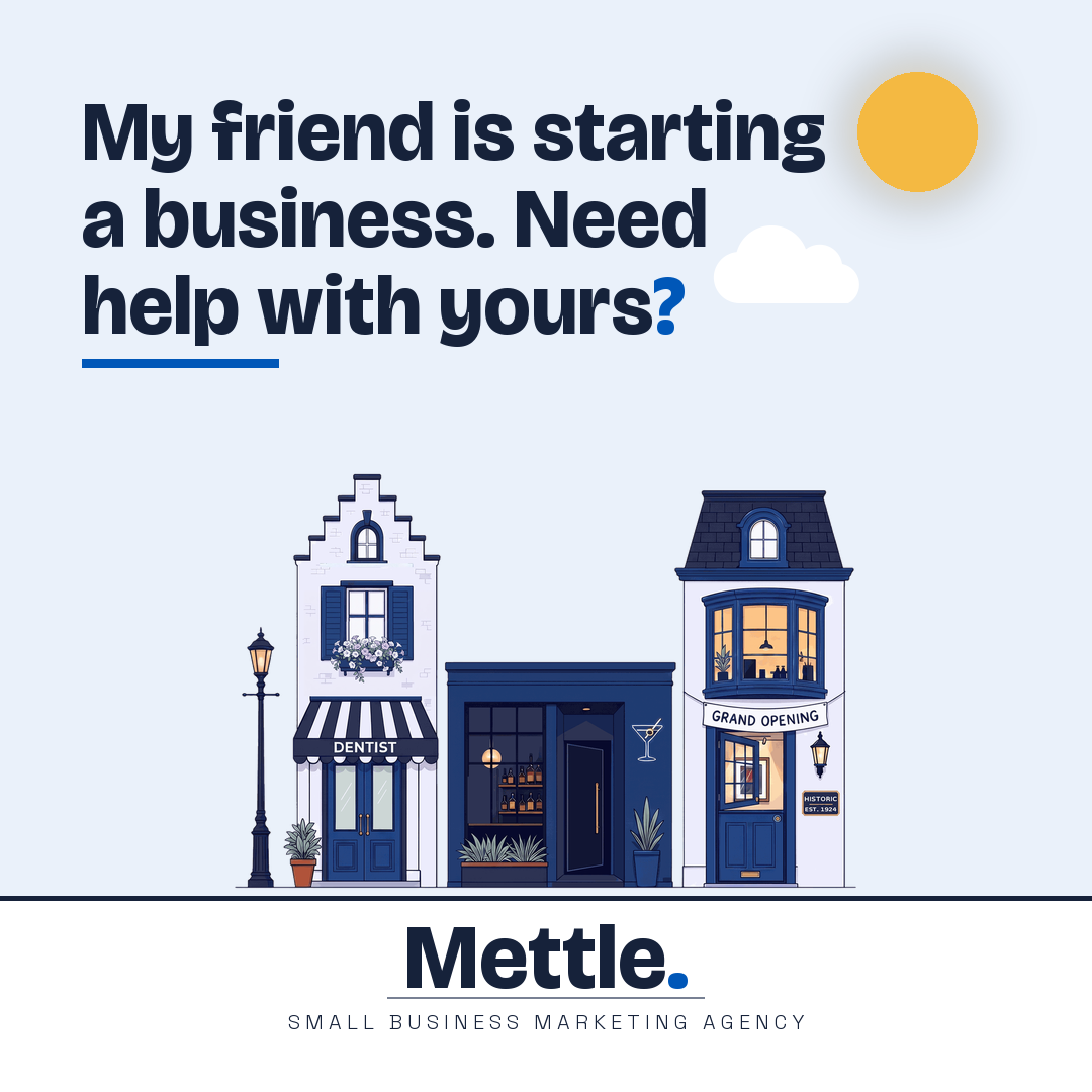 Share card that reads: My friend is starting a business. Need help with yours?